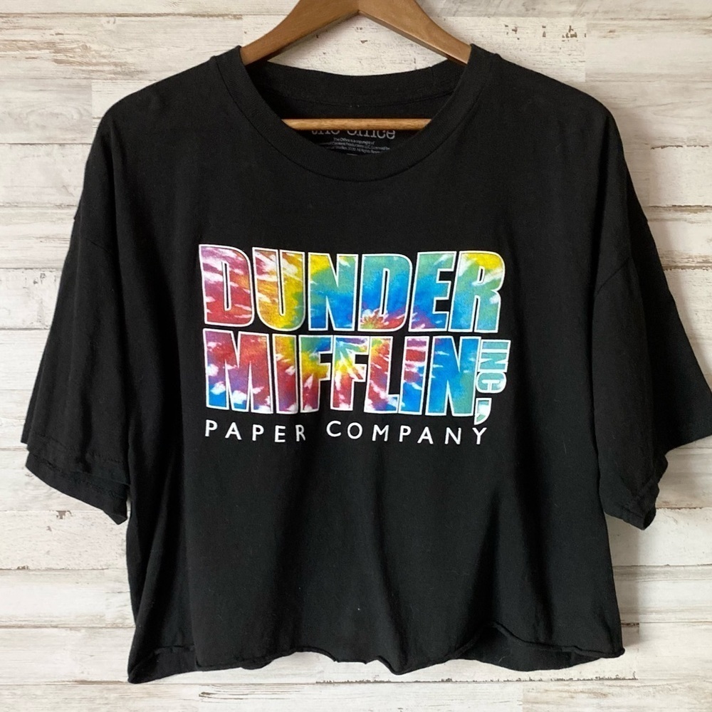 The Office Dunder Mifflin Tie Dye Logo Cropped Tee XL
